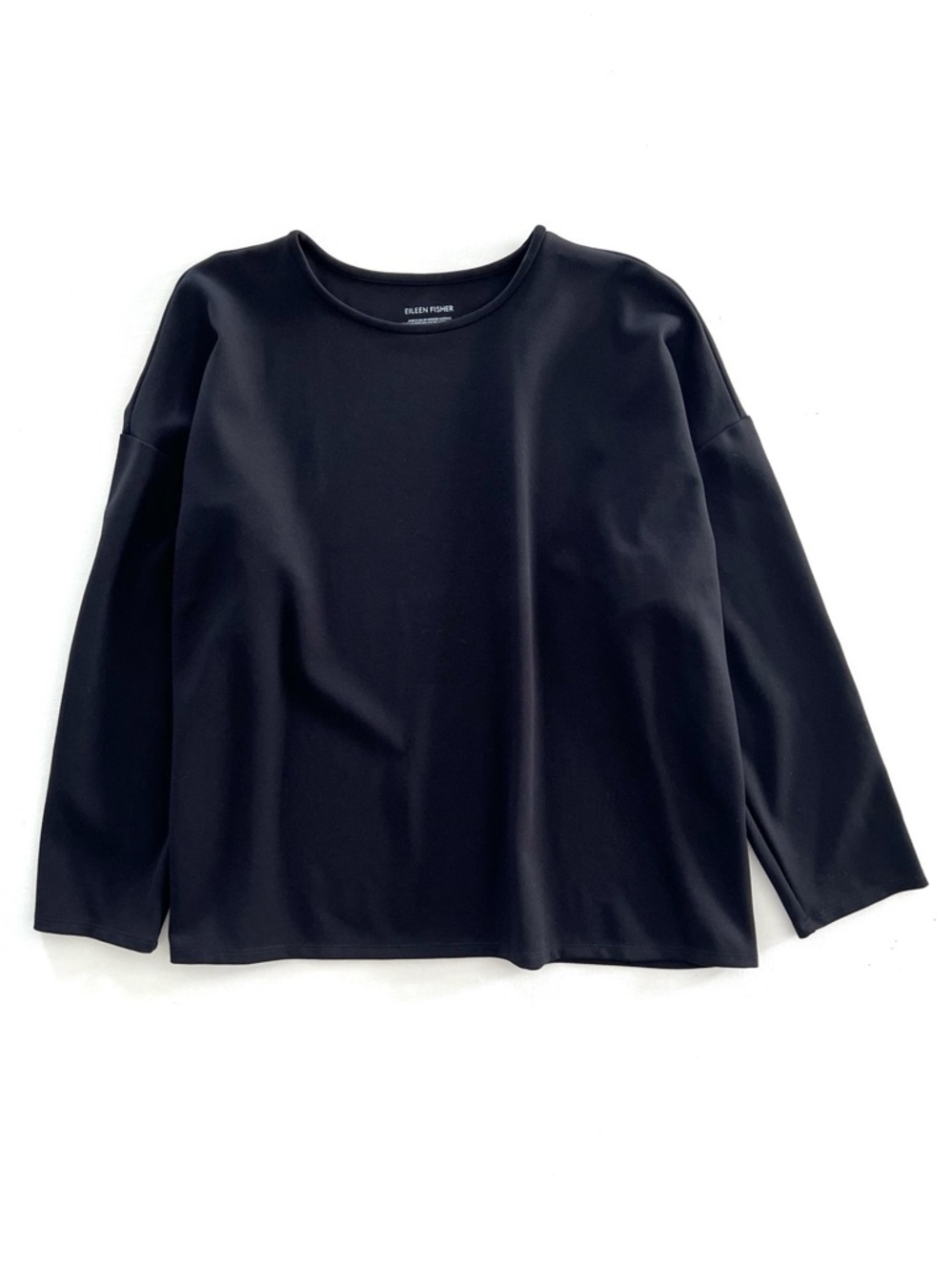 Eileen Fisher Flex Ponte Crew Neck Top in Black Size Large